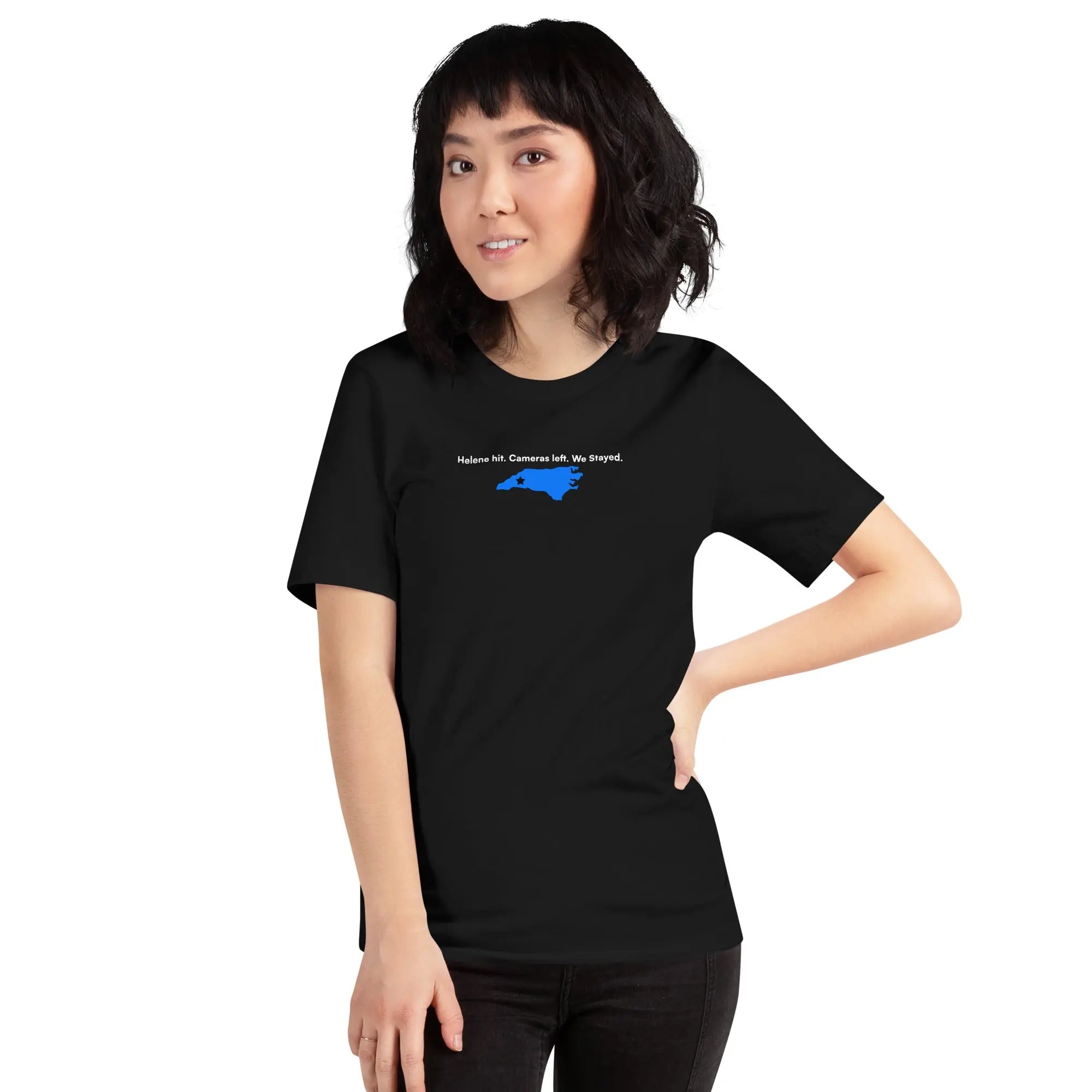 Helene Hit. Cameras Left. We Stayed. - Hurricane Helene Natural Disaster Relief T-Shirt TENWRA™