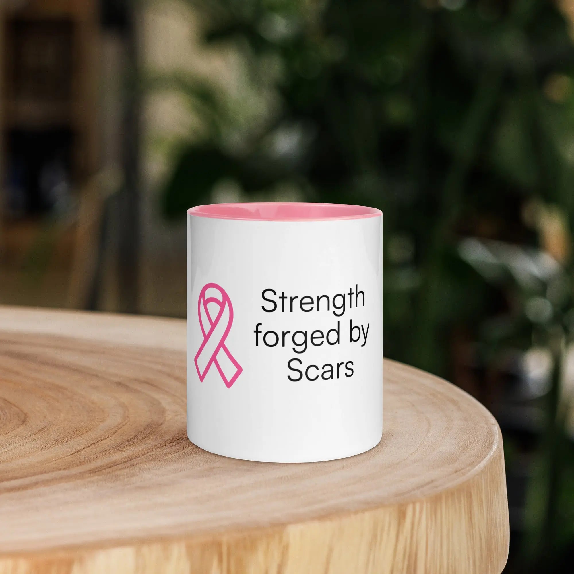 Strength Forged by Scars - Breast Cancer Awareness Ceramic Mug TENWRA™