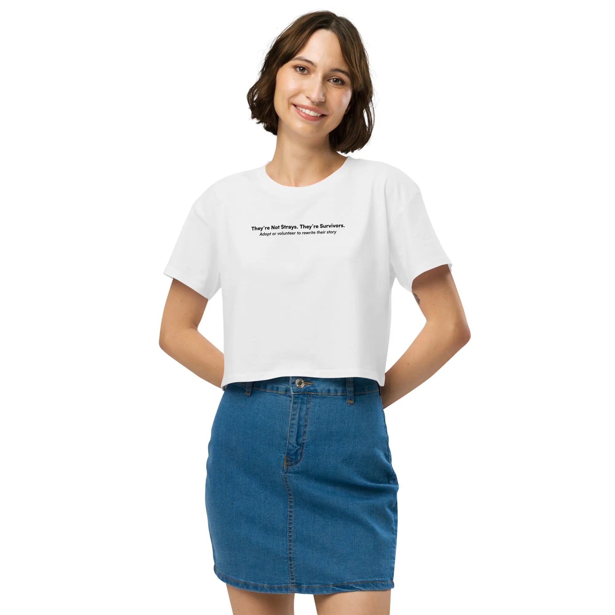They're Not Strays. They're Survivors. - Animal Rescue & Adoption Awareness Women’s Crop Top TENWRA™