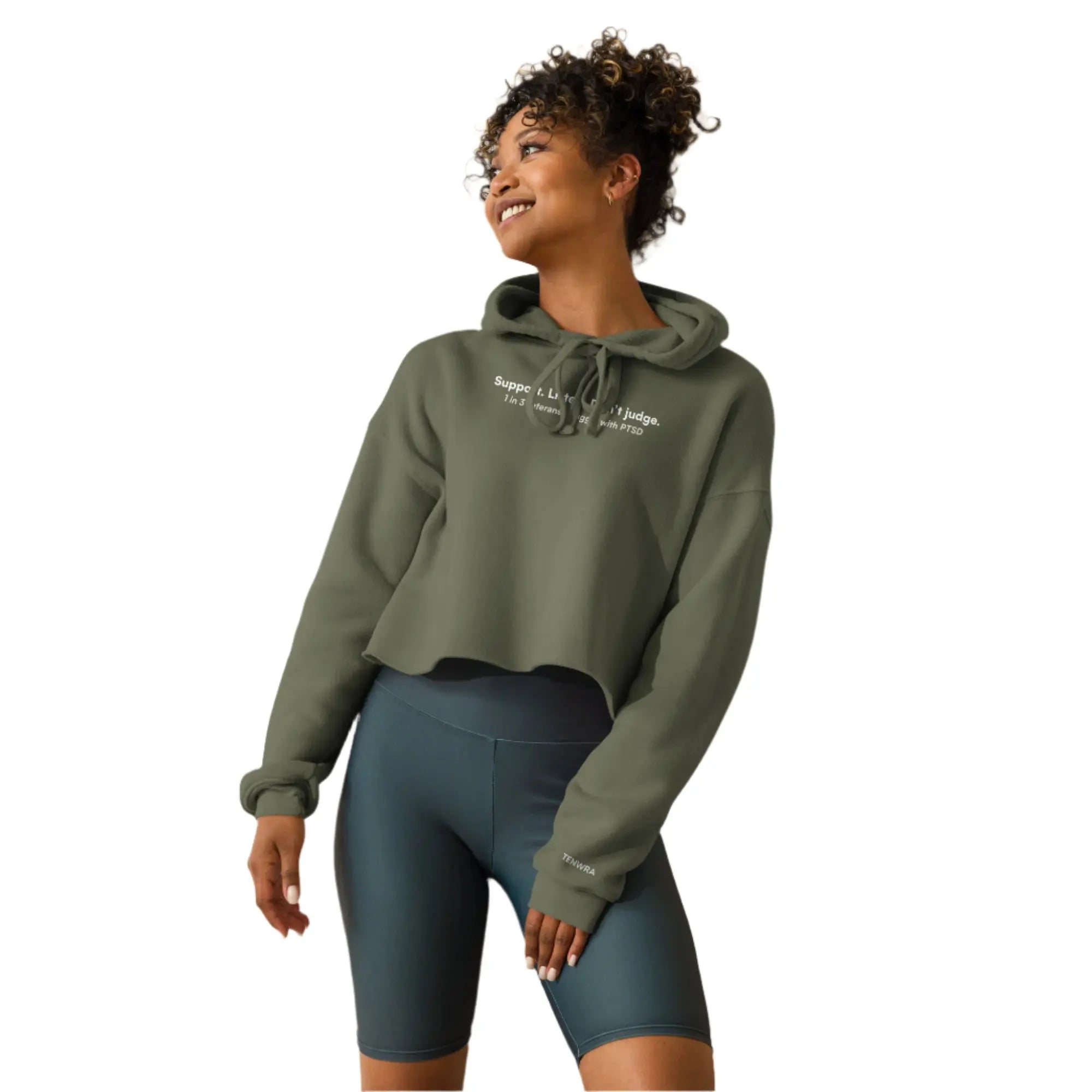 Support. Listen. Don't Judge. - Veterans Military Women's Crop Hoodie TENWRA™