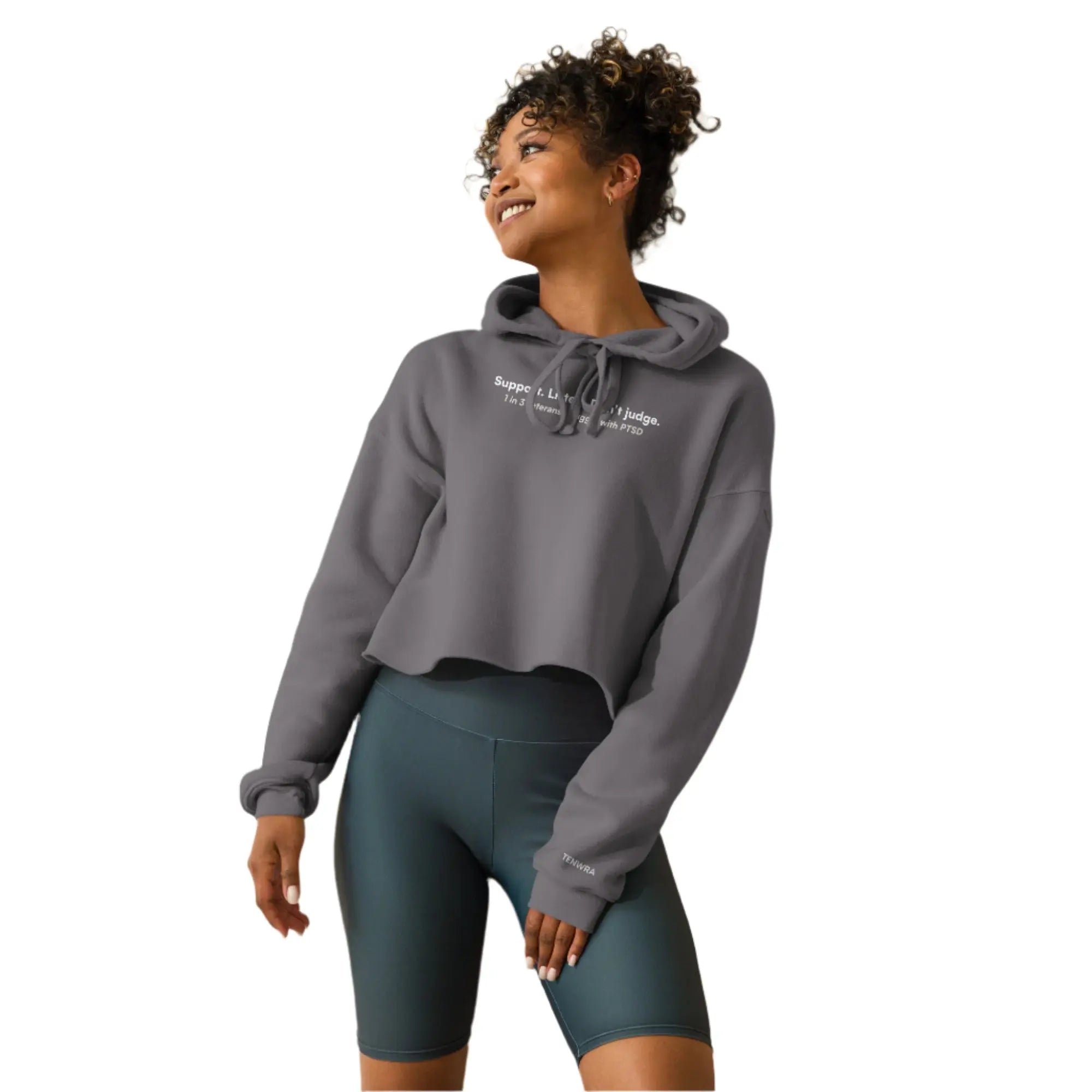 Support. Listen. Don't Judge. - Veterans Military Women's Crop Hoodie TENWRA™