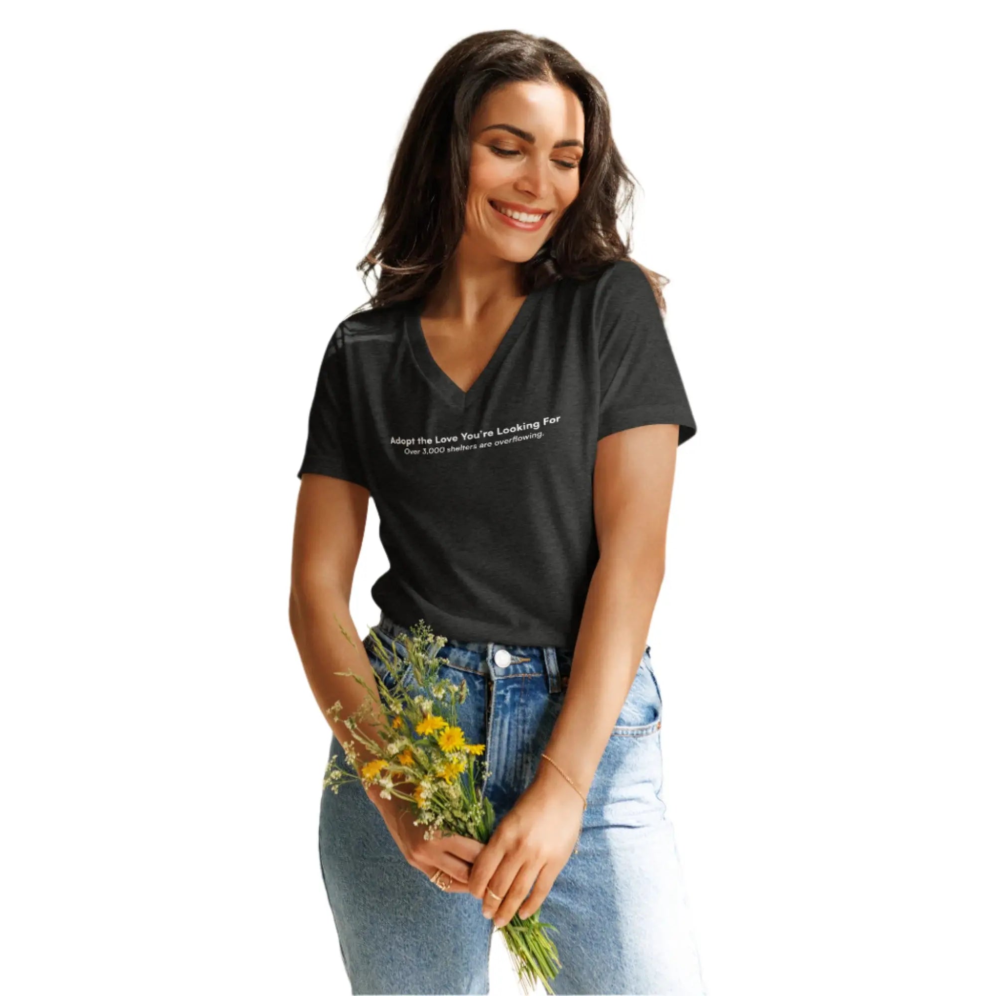 Adopt the Love You Are Looking For - Animal Rescue & Adoption Awareness Women’s Relaxed V-Neck T-Shirt TENWRA™