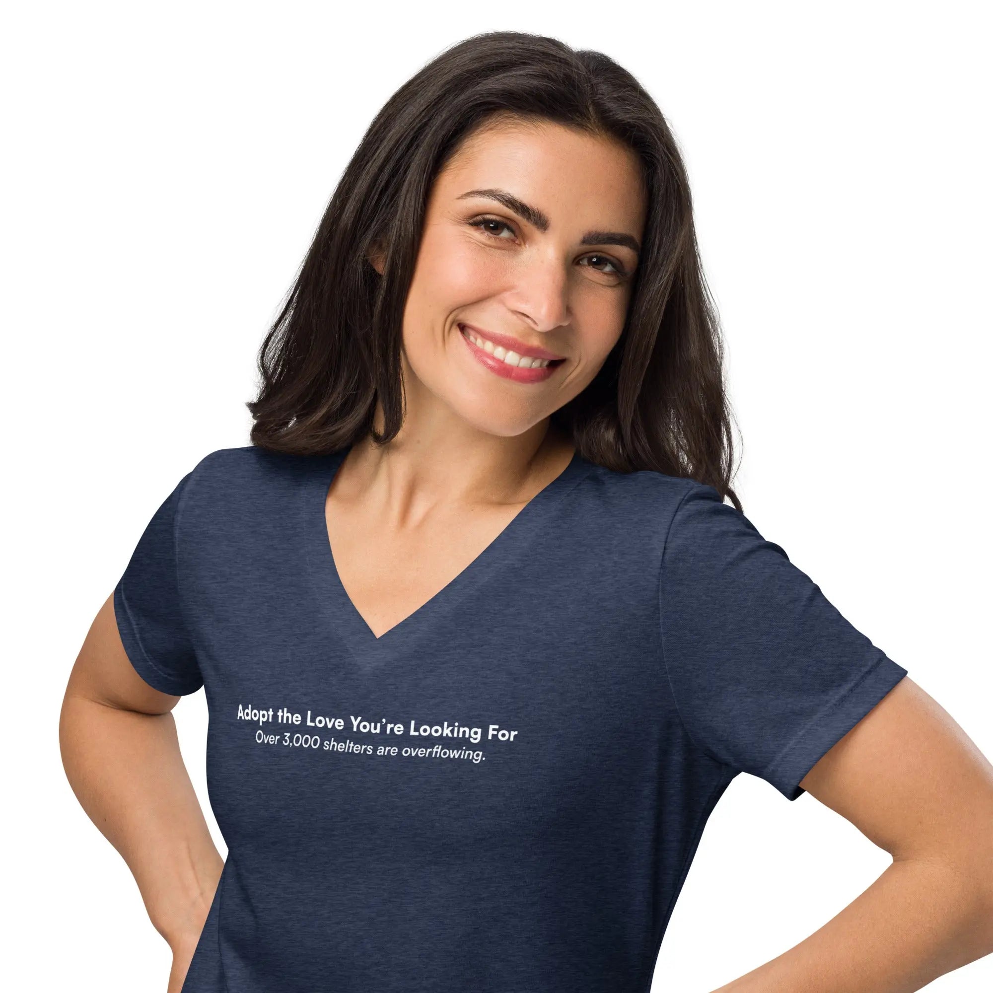 Adopt the Love You Are Looking For - Animal Rescue & Adoption Awareness Women’s Relaxed V-Neck T-Shirt TENWRA™