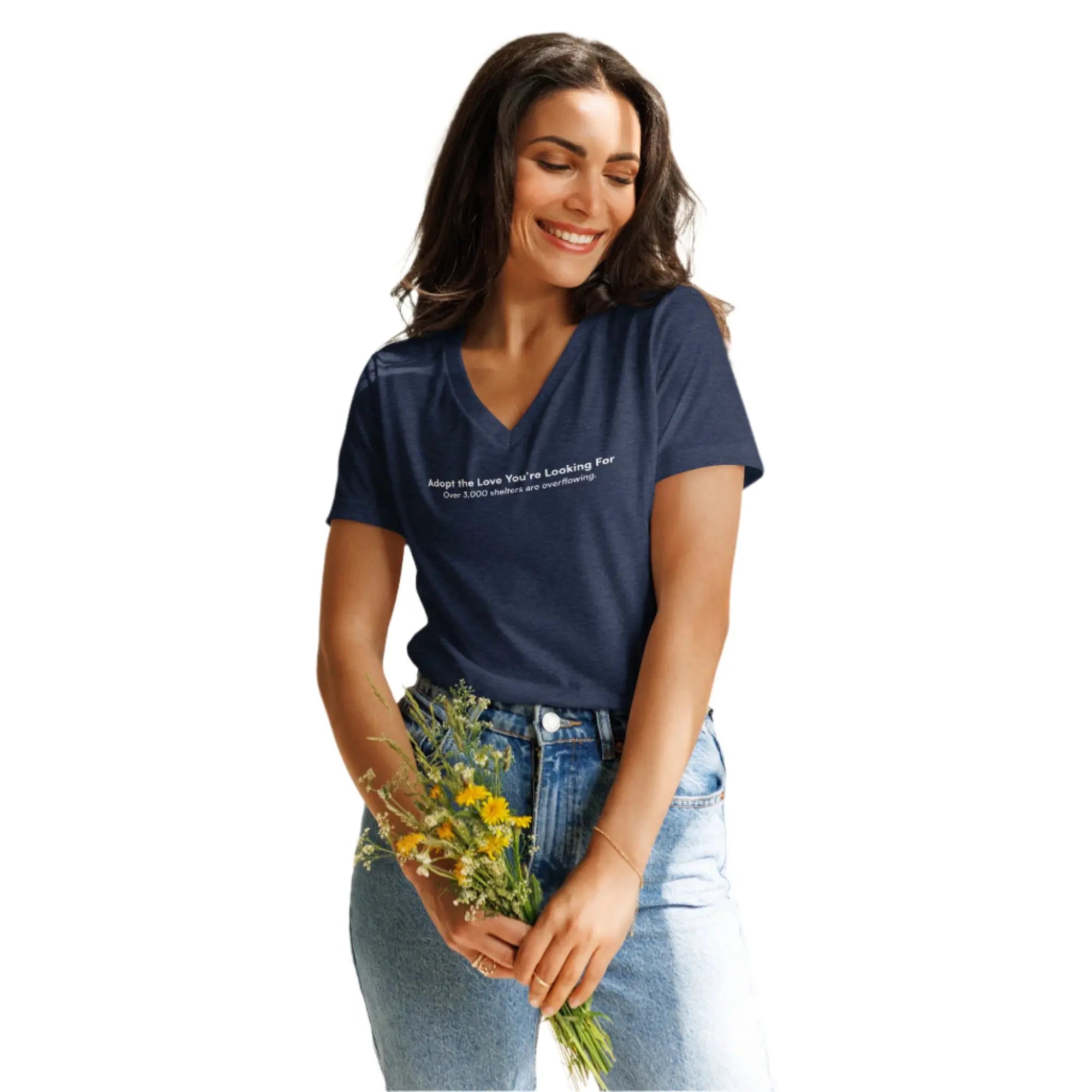 Adopt the Love You Are Looking For - Animal Rescue & Adoption Awareness Women’s Relaxed V-Neck T-Shirt TENWRA™