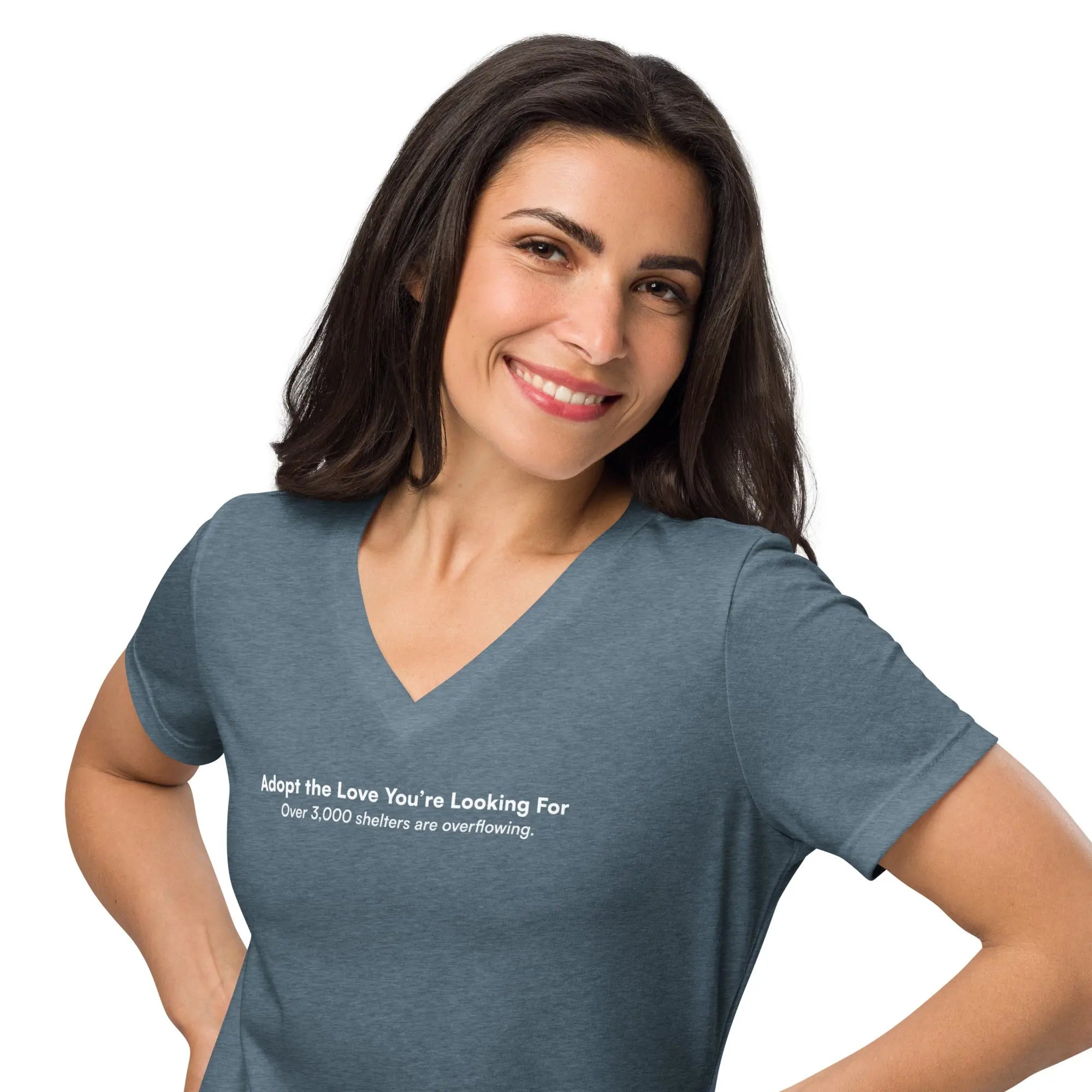 Adopt the Love You Are Looking For - Animal Rescue & Adoption Awareness Women’s Relaxed V-Neck T-Shirt TENWRA™