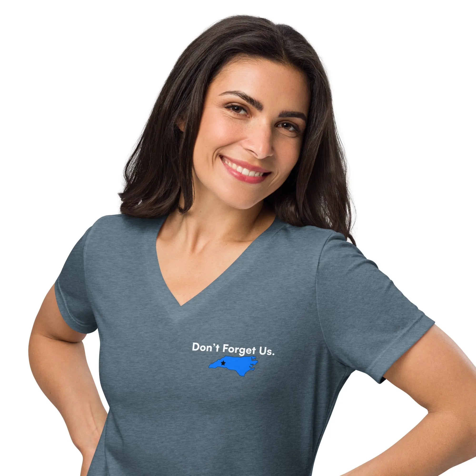 Don't Forget Us - Women's Hurricane Helene Natural Disaster Relief V-Neck T-Shirt TENWRA™