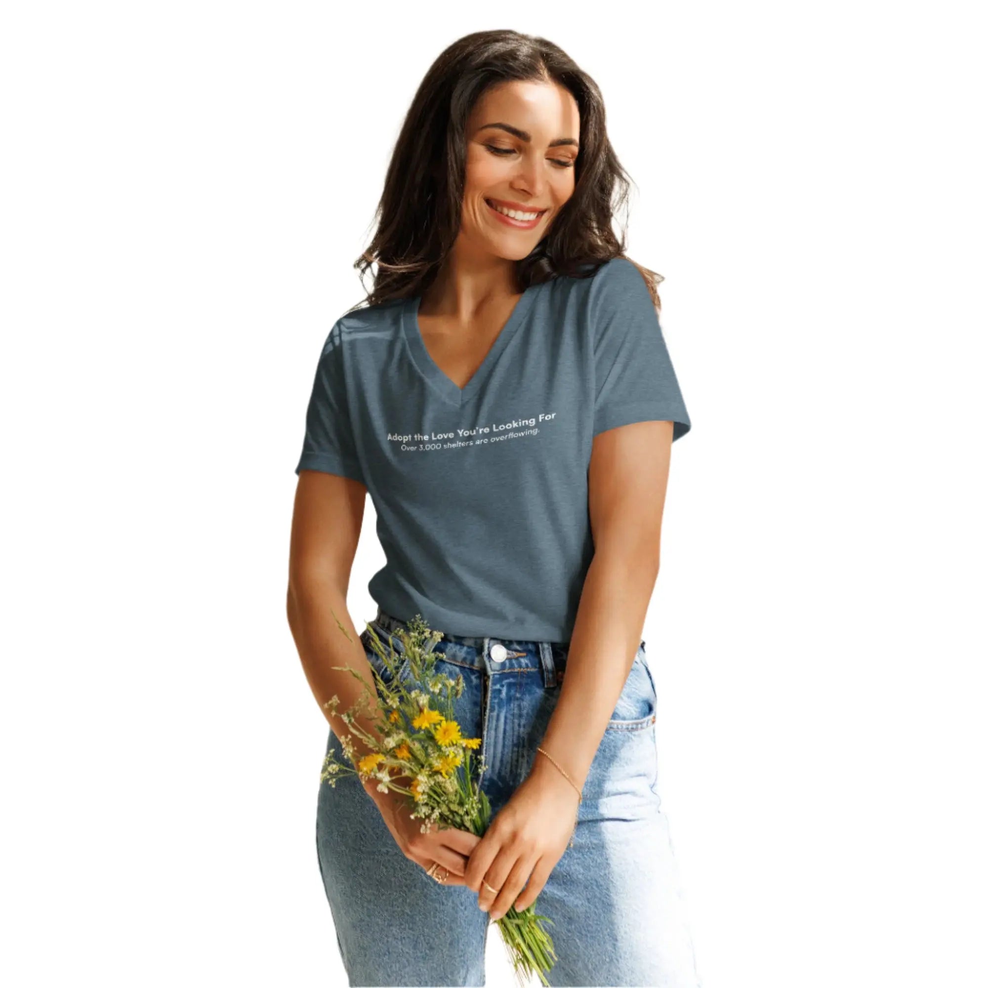 Adopt the Love You Are Looking For - Animal Rescue & Adoption Awareness Women’s Relaxed V-Neck T-Shirt TENWRA™