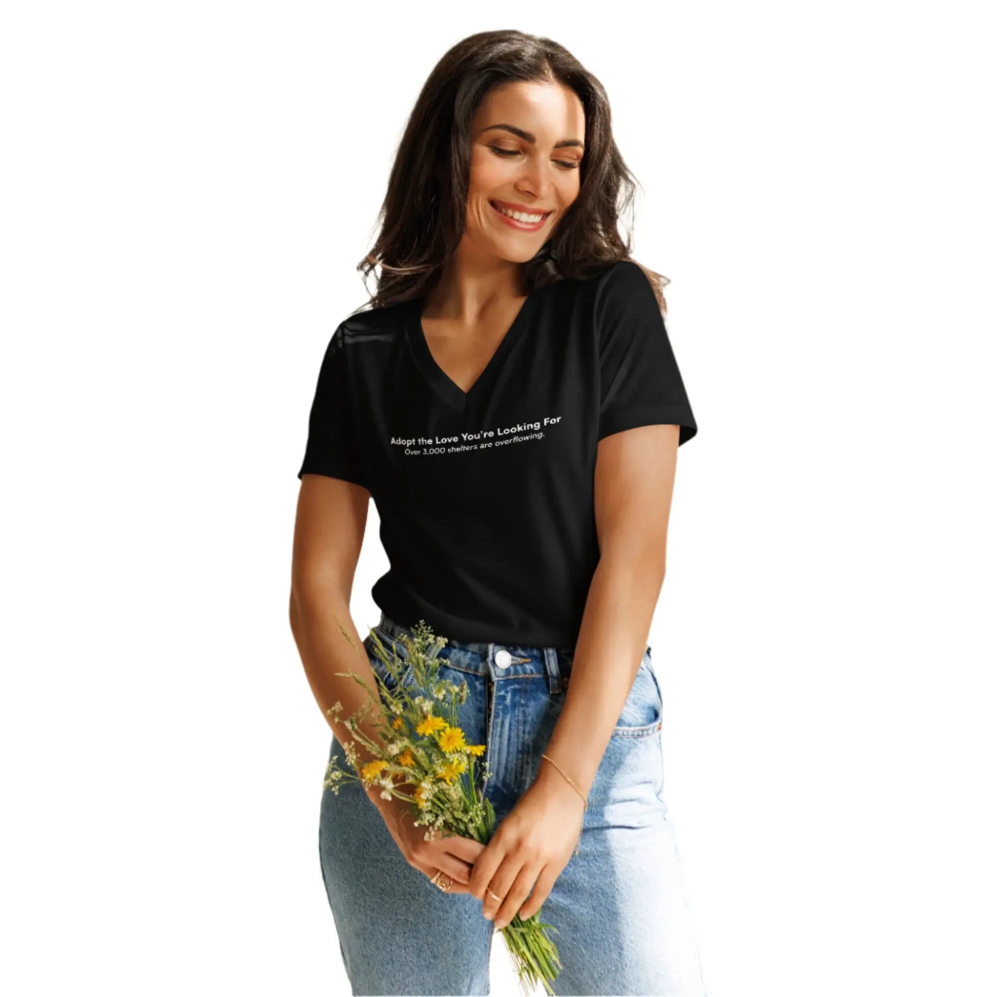 Adopt the Love You Are Looking For - Animal Rescue & Adoption Awareness Women’s Relaxed V-Neck T-Shirt TENWRA™